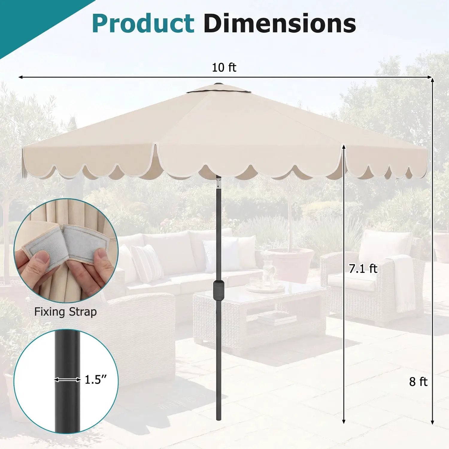 10 FT Patio Umbrella with Push Button Tilt and Crank by DirectDeals