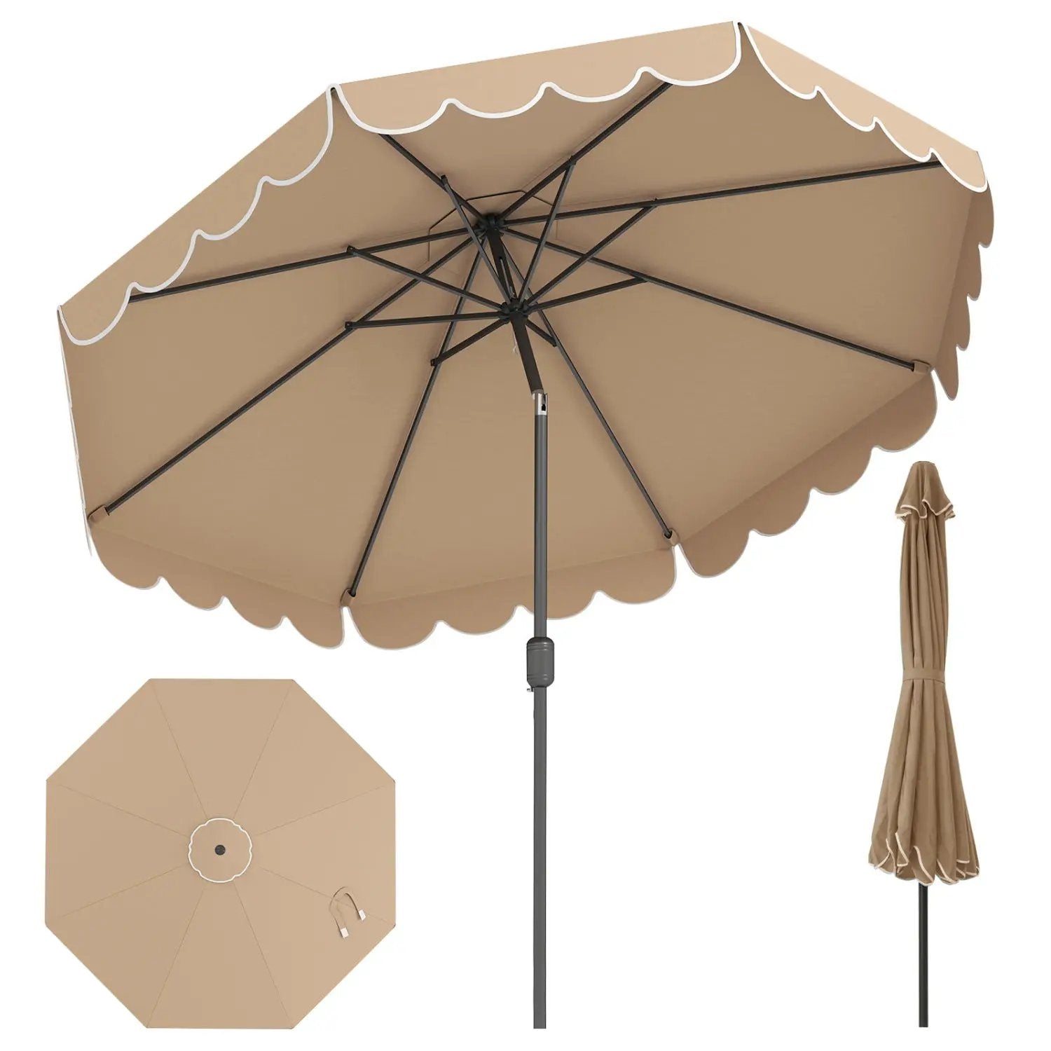 10 FT Patio Umbrella with Push Button Tilt and Crank by DirectDeals