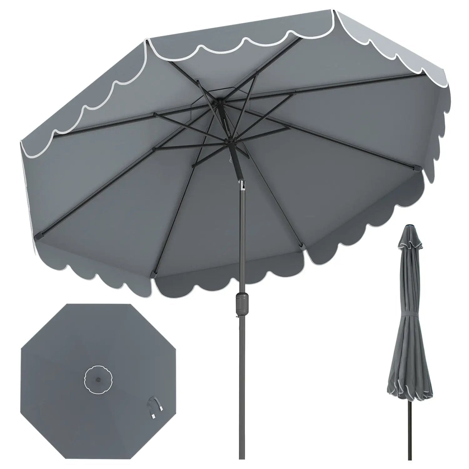 10 FT Patio Umbrella with Push Button Tilt and Crank by DirectDeals