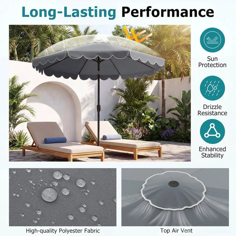 10 FT Patio Umbrella with Push Button Tilt and Crank by DirectDeals
