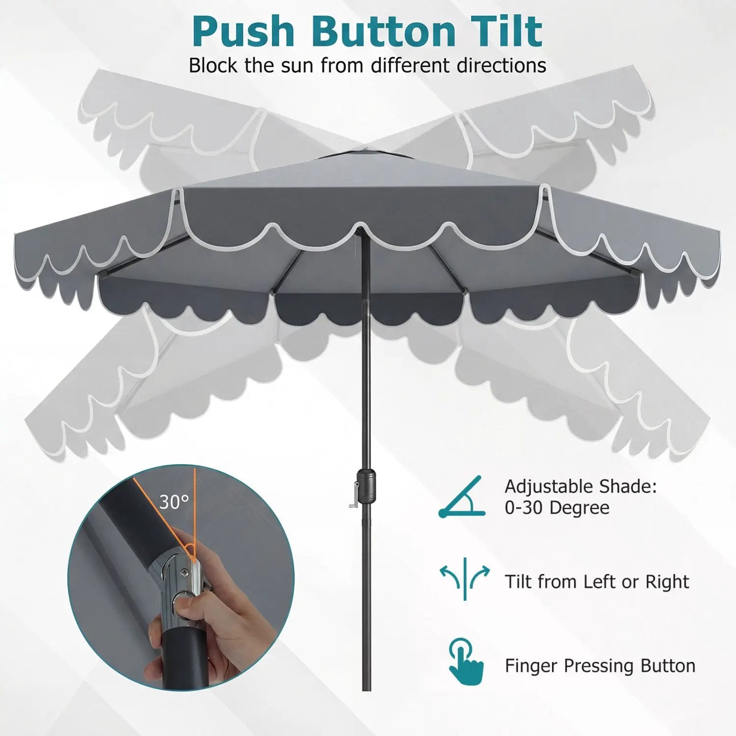 10 FT Patio Umbrella with Push Button Tilt and Crank by DirectDeals