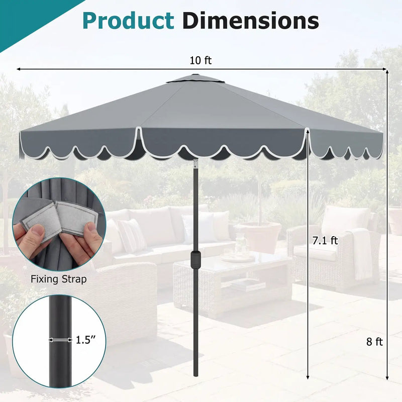 10 FT Patio Umbrella with Push Button Tilt and Crank by DirectDeals