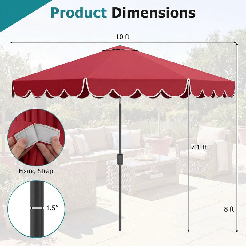 10 FT Patio Umbrella with Push Button Tilt and Crank by DirectDeals