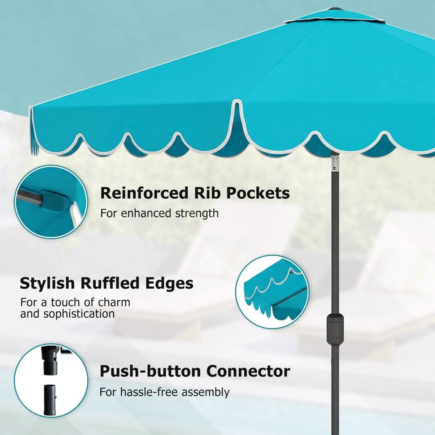10 FT Patio Umbrella with Push Button Tilt and Crank by DirectDeals
