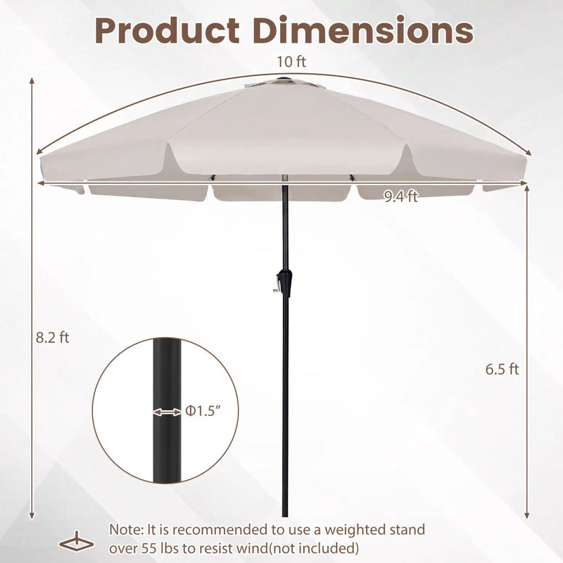 10 FT Scalloped Patio Umbrella with Push Button Tilt by DirectDeals