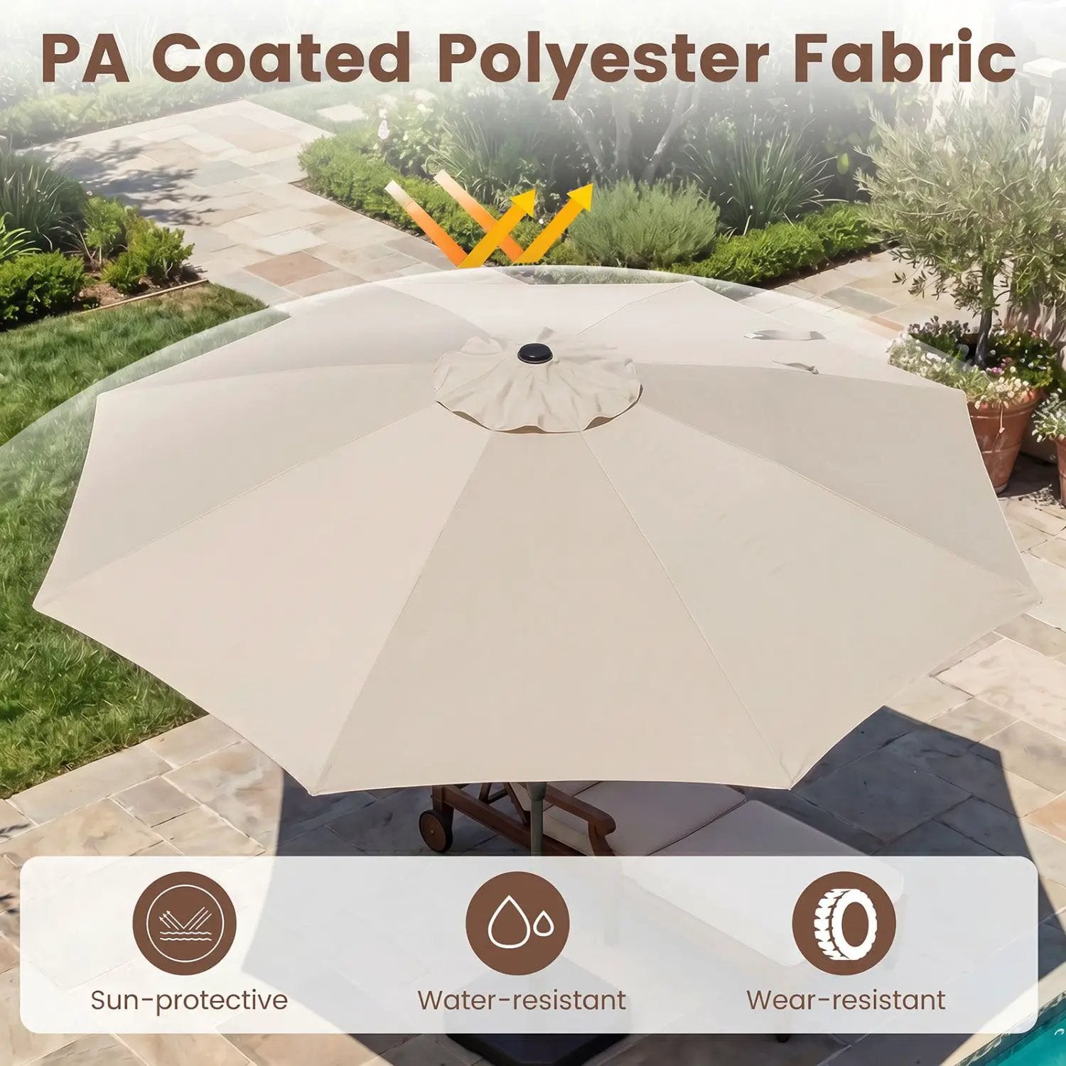 10 FT Scalloped Patio Umbrella with Push Button Tilt by DirectDeals