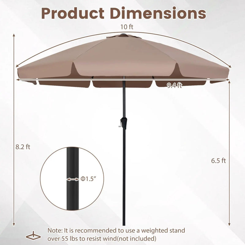 10 FT Scalloped Patio Umbrella with Push Button Tilt by DirectDeals