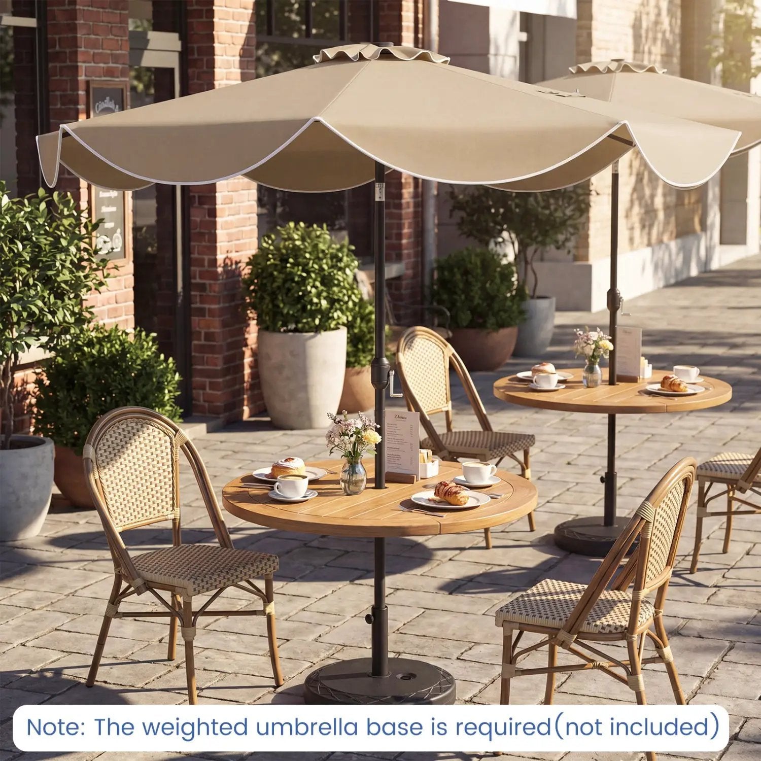 10 FT Scalloped Solar Patio Umbrella with 24 LED Lights and Tilt Adjustment by DirectDeals