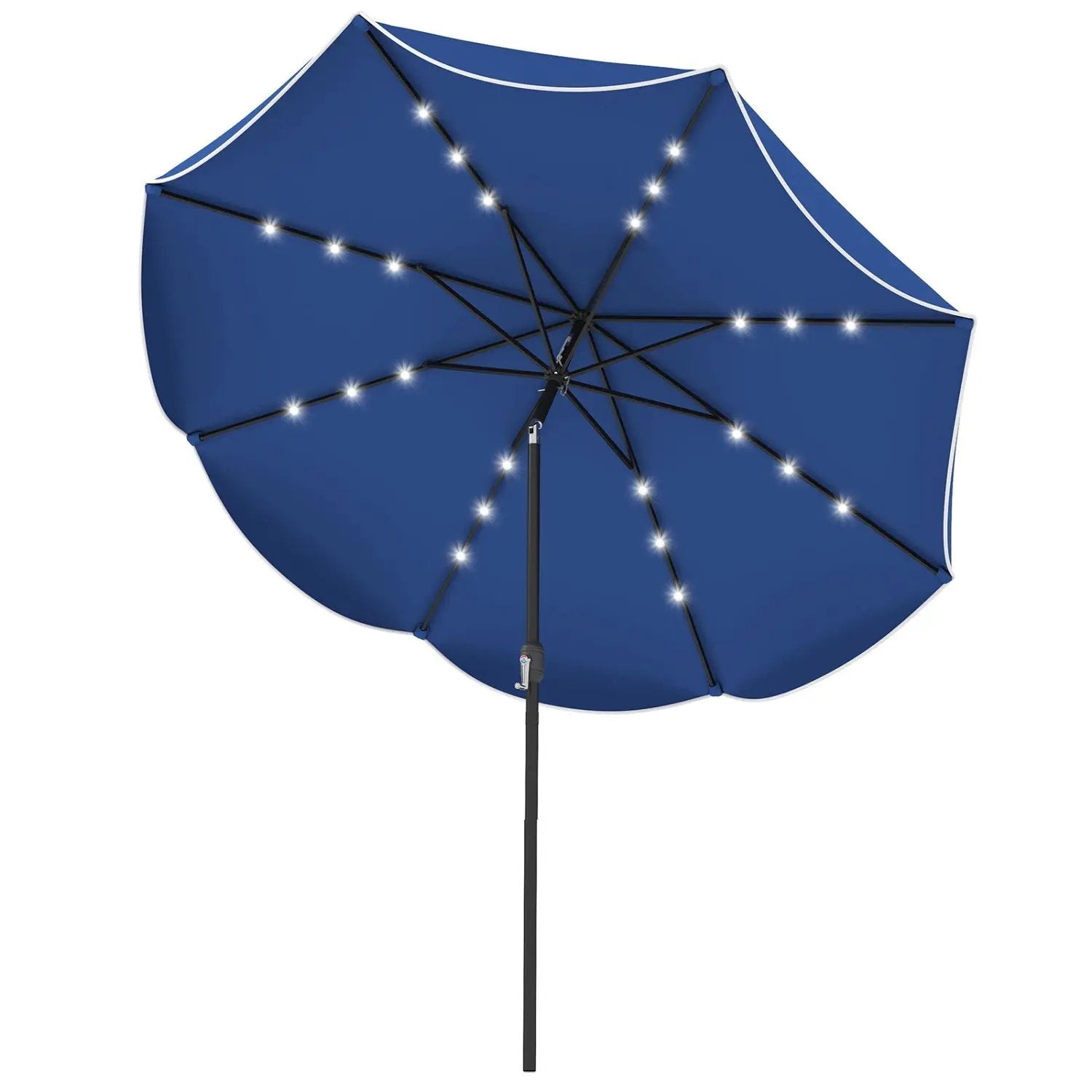 10 FT Scalloped Solar Patio Umbrella with 24 LED Lights and Tilt Adjustment by DirectDeals