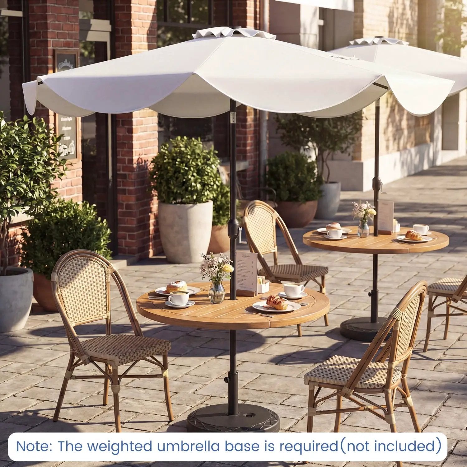 10 FT Scalloped Solar Patio Umbrella with 24 LED Lights and Tilt Adjustment by DirectDeals