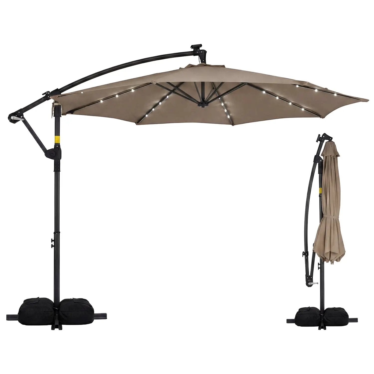 10 FT Solar LED Offset Cantilever Patio Umbrella Hanging Outdoor Market Umbrella by DirectDeals