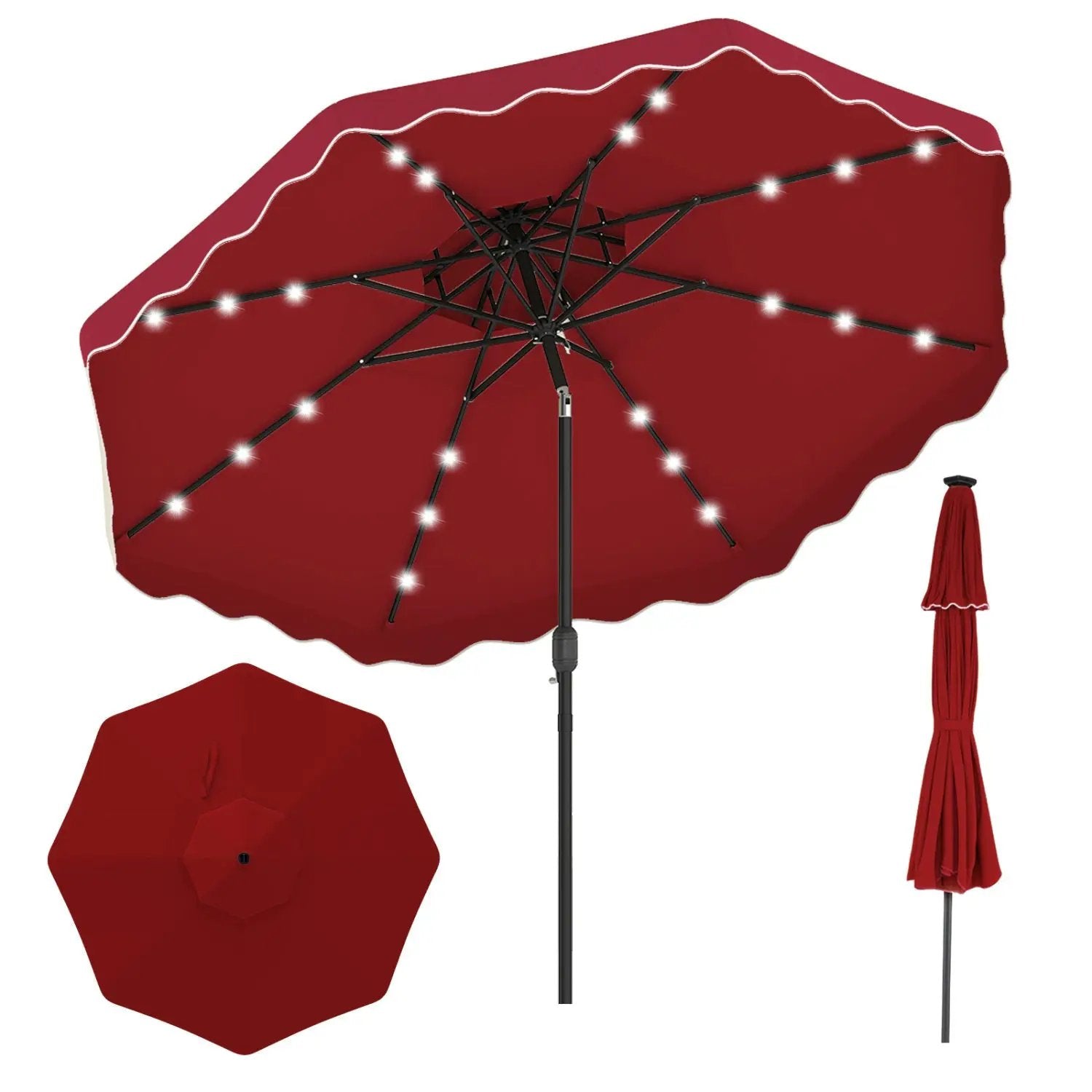 10 FT Solar LED Patio Umbrella for Deck and Pool by DirectDeals