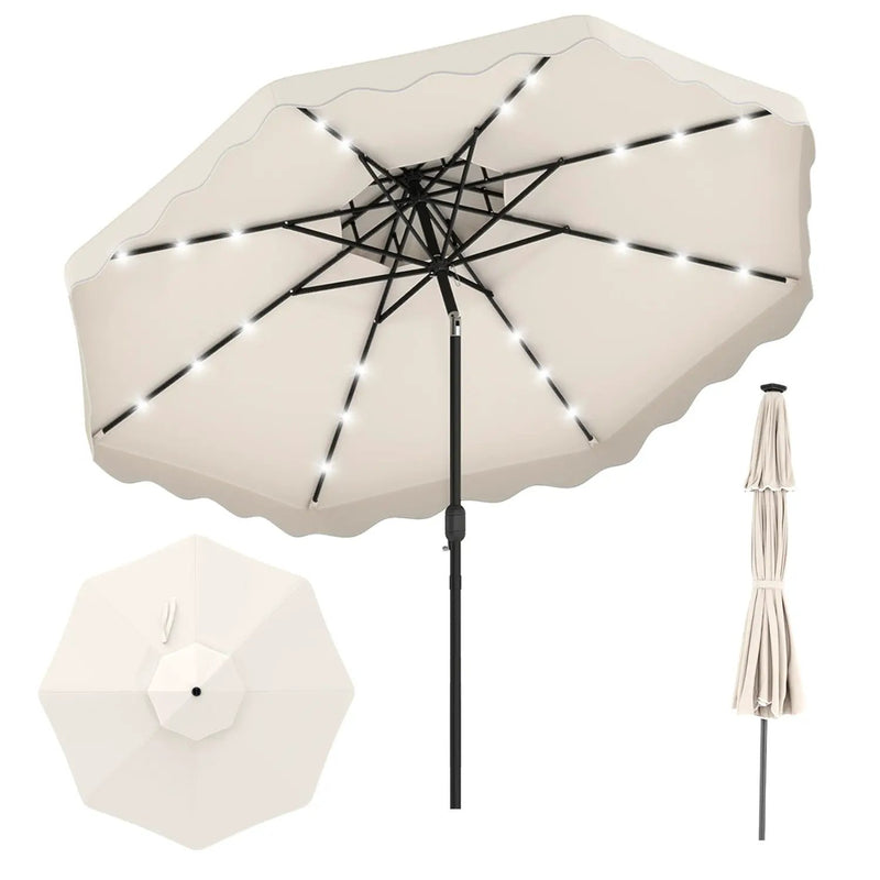 10 FT Solar LED Patio Umbrella for Deck and Pool by DirectDeals