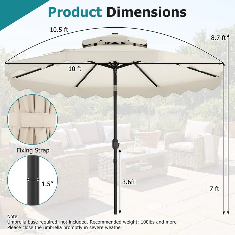 10 FT Solar LED Patio Umbrella for Deck and Pool by DirectDeals