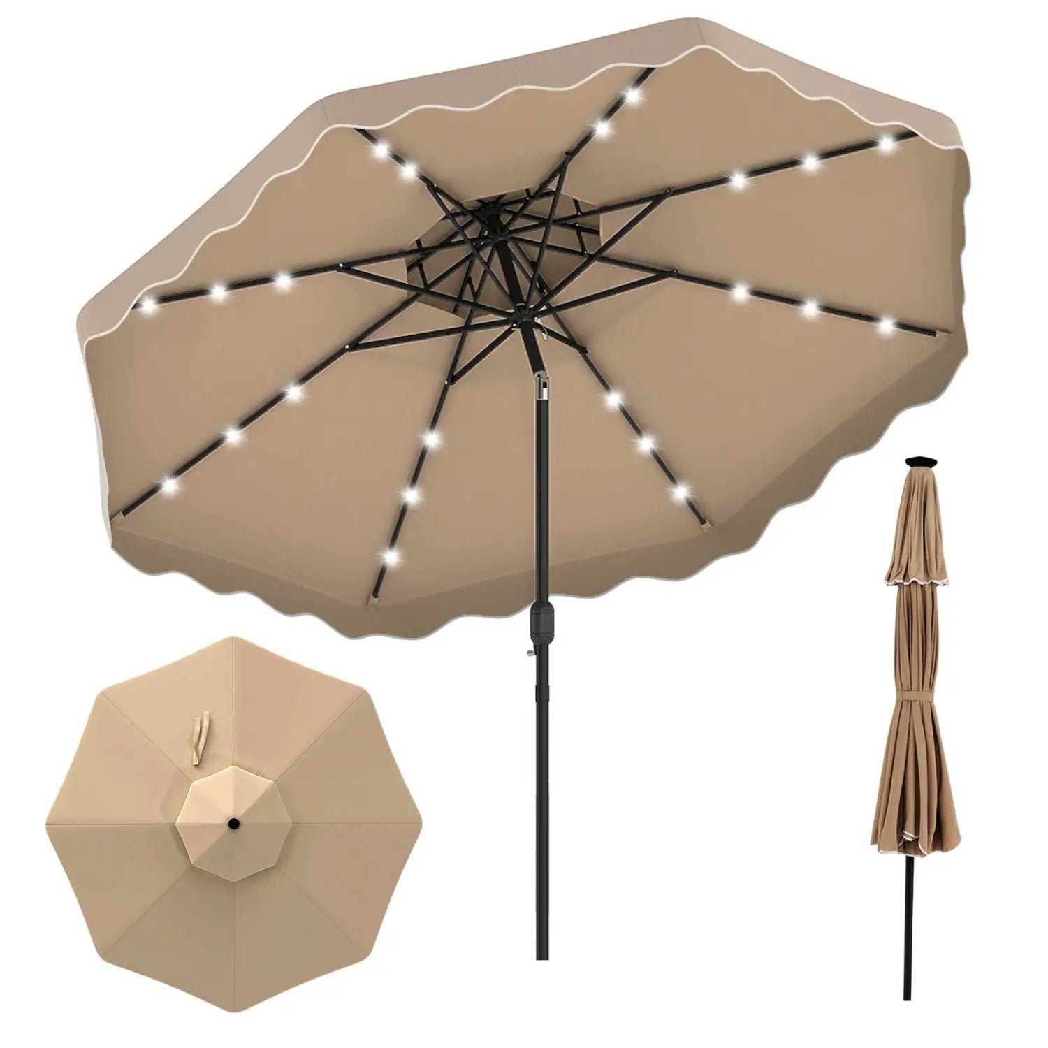 10 FT Solar LED Patio Umbrella for Deck and Pool by DirectDeals