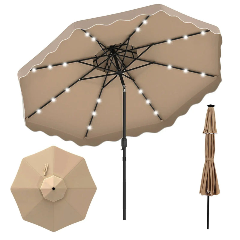 10 FT Solar LED Patio Umbrella for Deck and Pool by DirectDeals