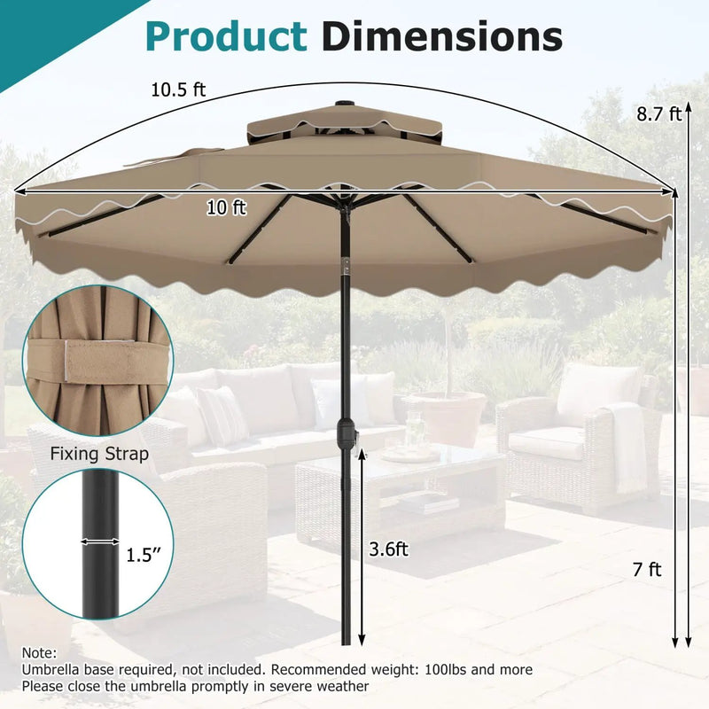 10 FT Solar LED Patio Umbrella for Deck and Pool by DirectDeals