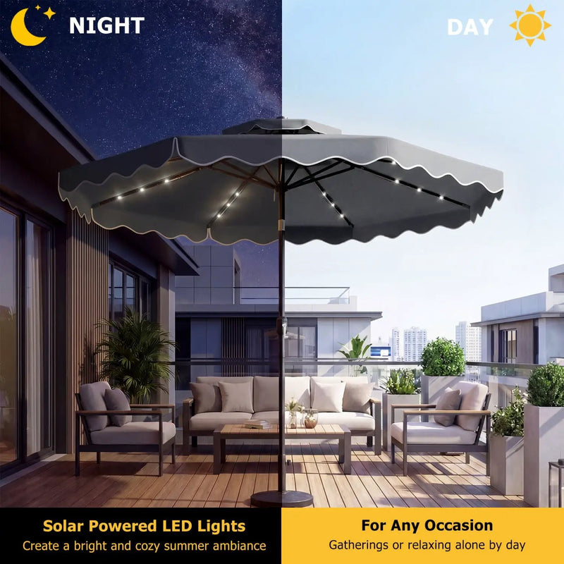 10 FT Solar LED Patio Umbrella for Deck and Pool by DirectDeals