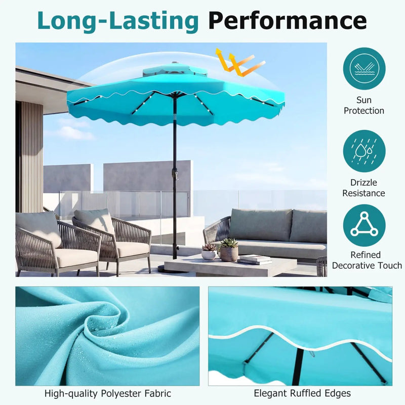 10 FT Solar LED Patio Umbrella for Deck and Pool by DirectDeals