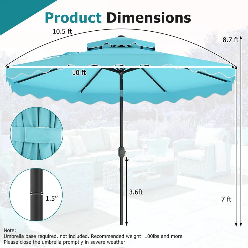 10 FT Solar LED Patio Umbrella for Deck and Pool by DirectDeals