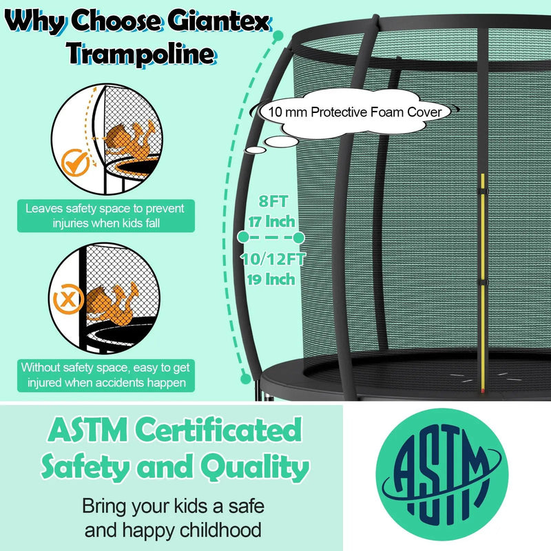 10 Feet ASTM Approved Recreational Trampoline with Ladder by DirectDeals