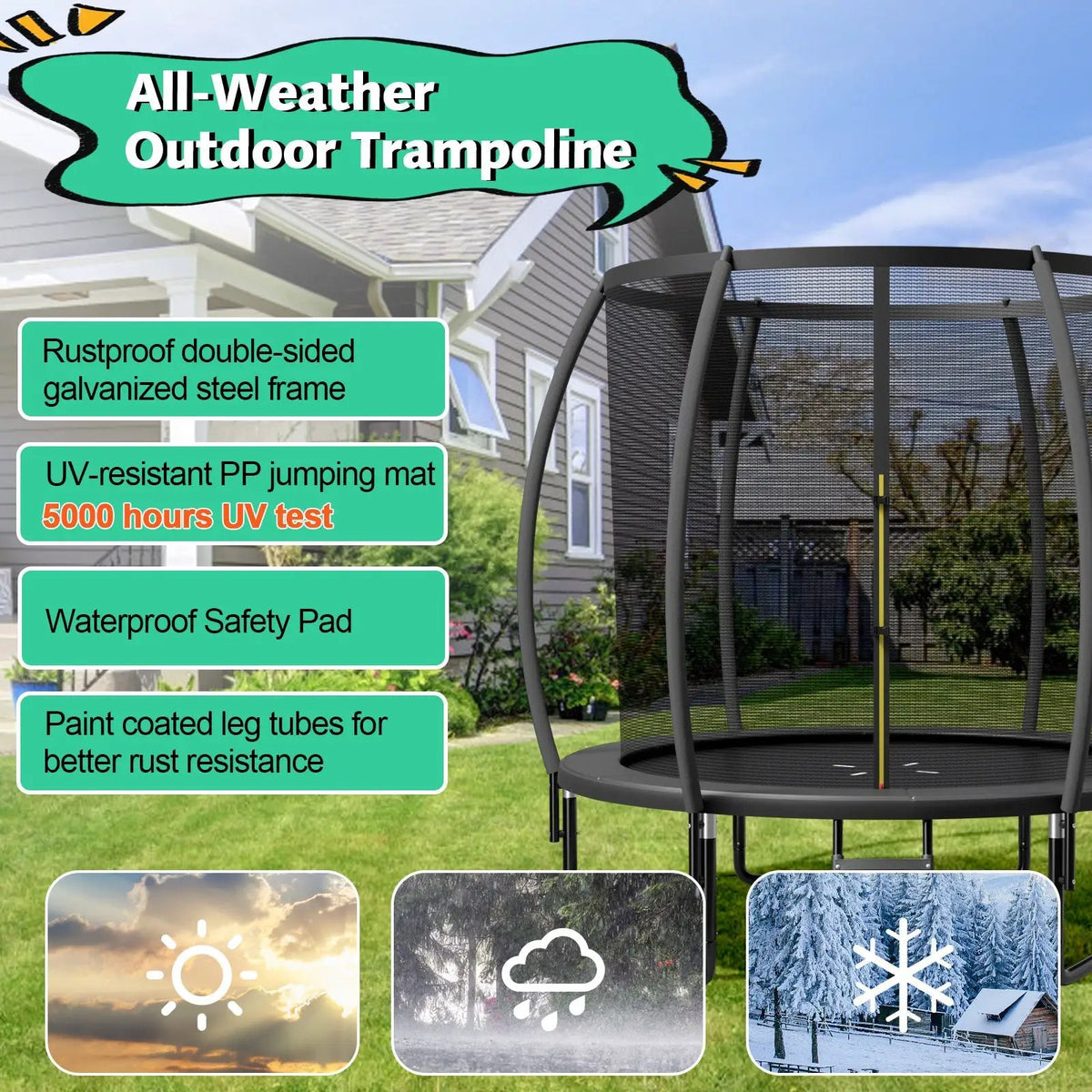 10 Feet ASTM Approved Recreational Trampoline with Ladder by DirectDeals