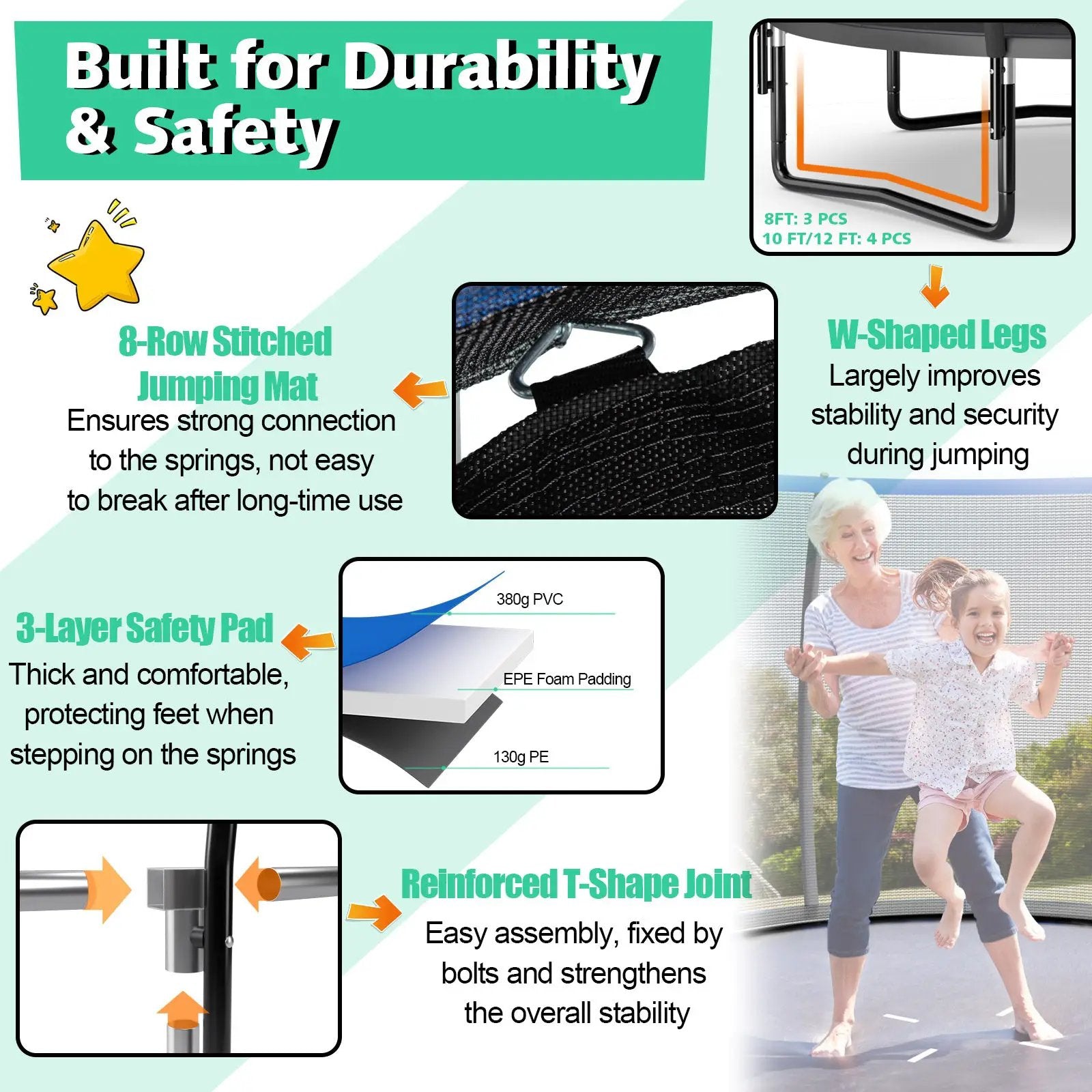 10 Feet ASTM Approved Recreational Trampoline with Ladder by DirectDeals