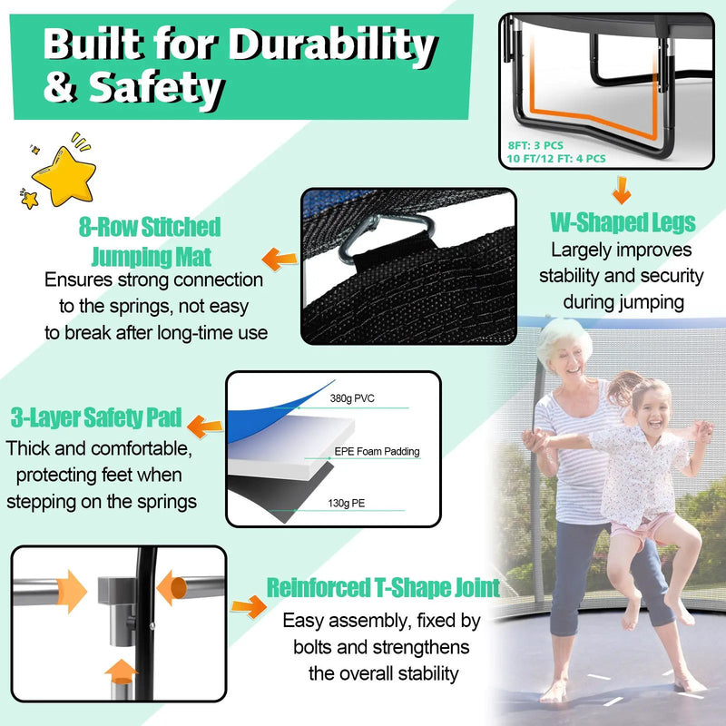 10 Feet ASTM Approved Recreational Trampoline with Ladder by DirectDeals
