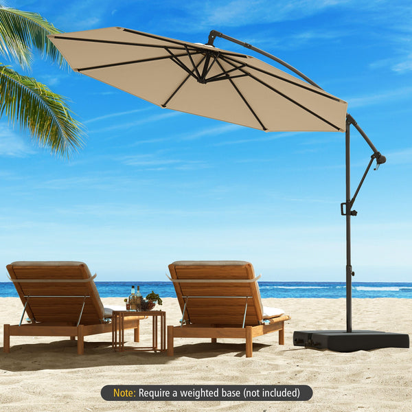 10 Feet Offset Hanging Umbrella with Base and Infinite Tilt, photo 2 of 13