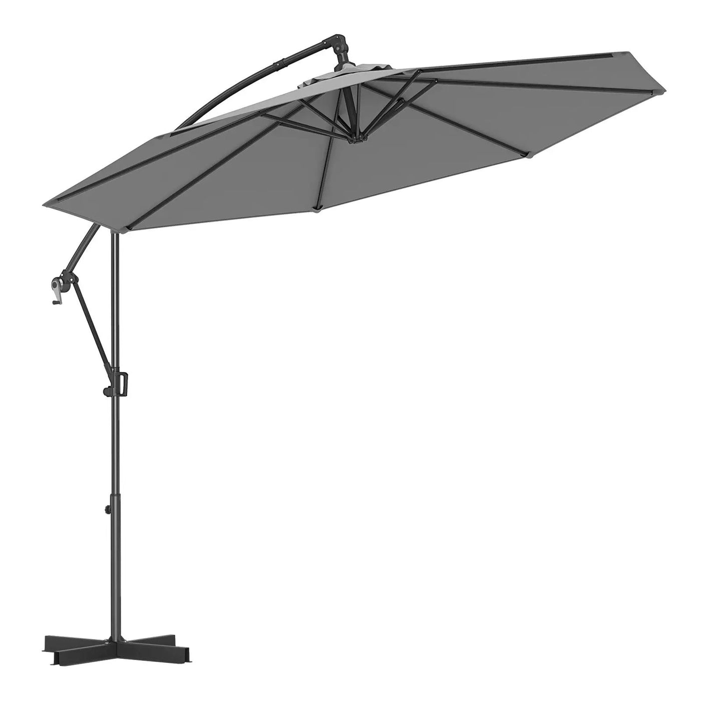 10 Feet Offset Hanging Umbrella with Base and Infinite Tilt by DirectDeals