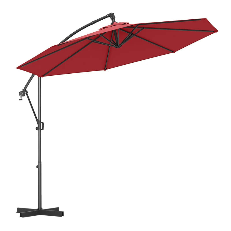 10 Feet Offset Hanging Umbrella with Base and Infinite Tilt by DirectDeals