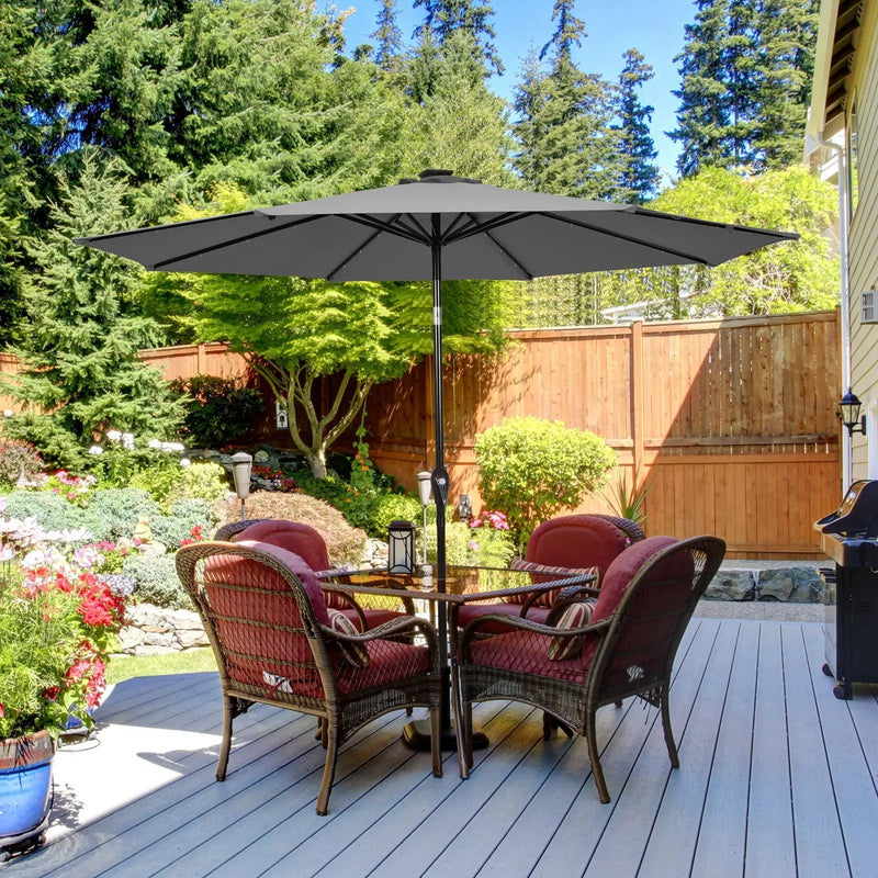 10 Feet Outdoor Patio umbrella with Bright Solar LED Lights-Dark Blue by DirectDeals