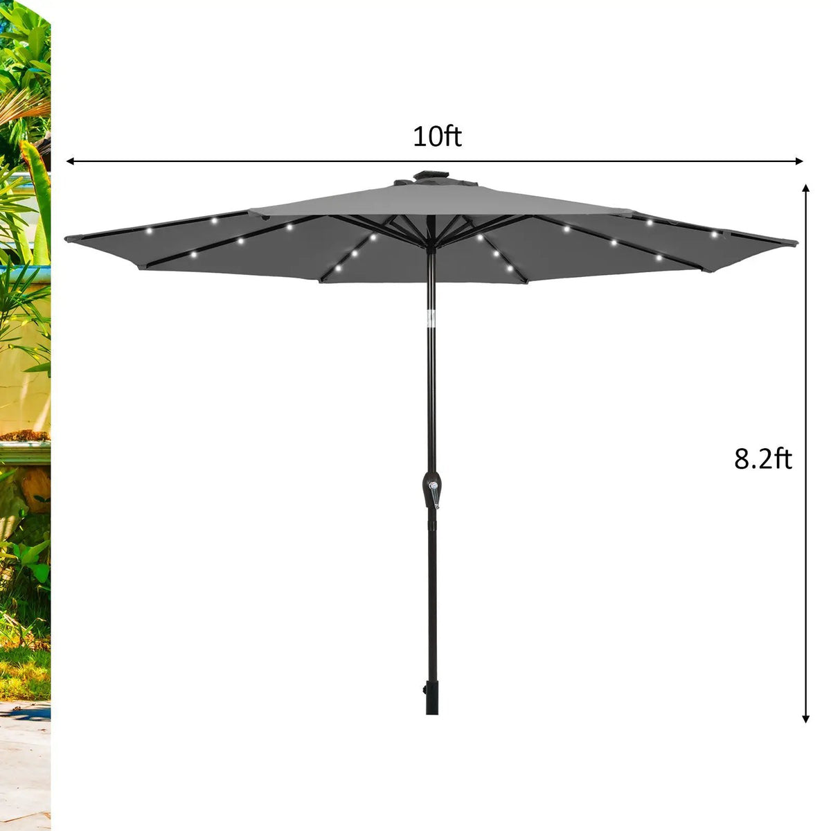10 Feet Outdoor Patio umbrella with Bright Solar LED Lights-Dark Blue by DirectDeals