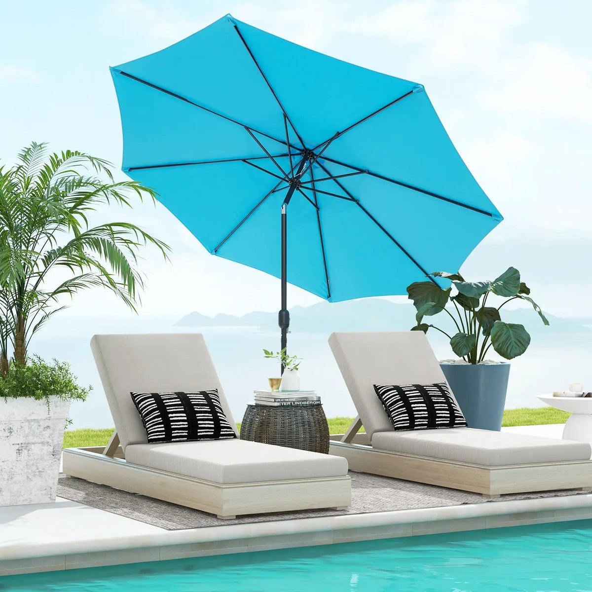 10 Feet Outdoor Patio Umbrella with Tilt Adjustment and Crank by DirectDeals