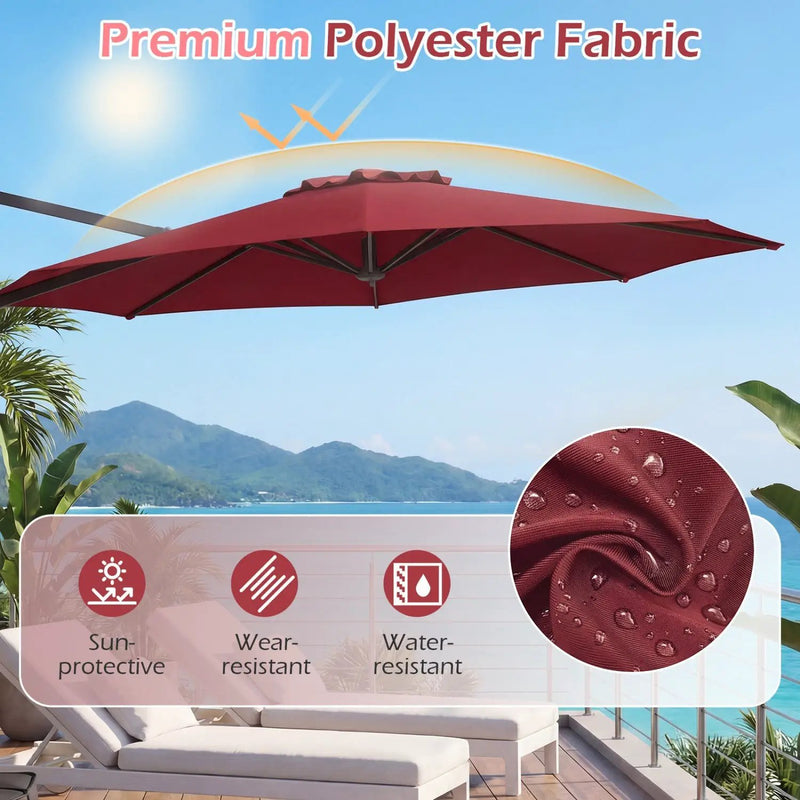 10 Feet Patio Cantilever Umbrella with Easy Tilt Adjustment by DirectDeals