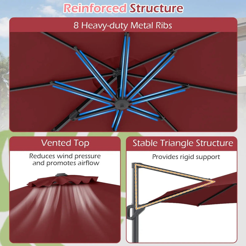 10 Feet Patio Cantilever Umbrella with Easy Tilt Adjustment by DirectDeals