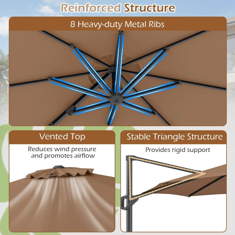 10 Feet Patio Cantilever Umbrella with Easy Tilt Adjustment by DirectDeals