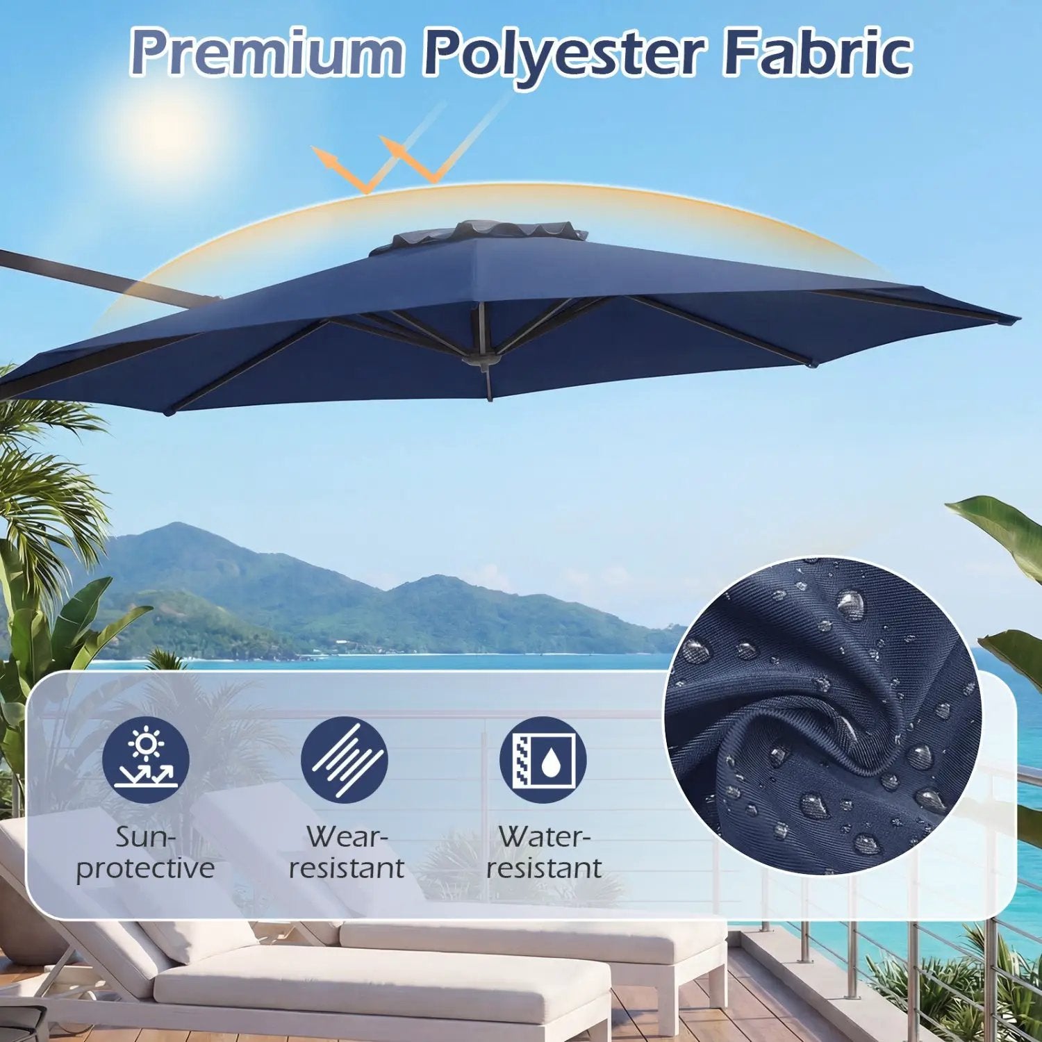 10 Feet Patio Cantilever Umbrella with Easy Tilt Adjustment by DirectDeals