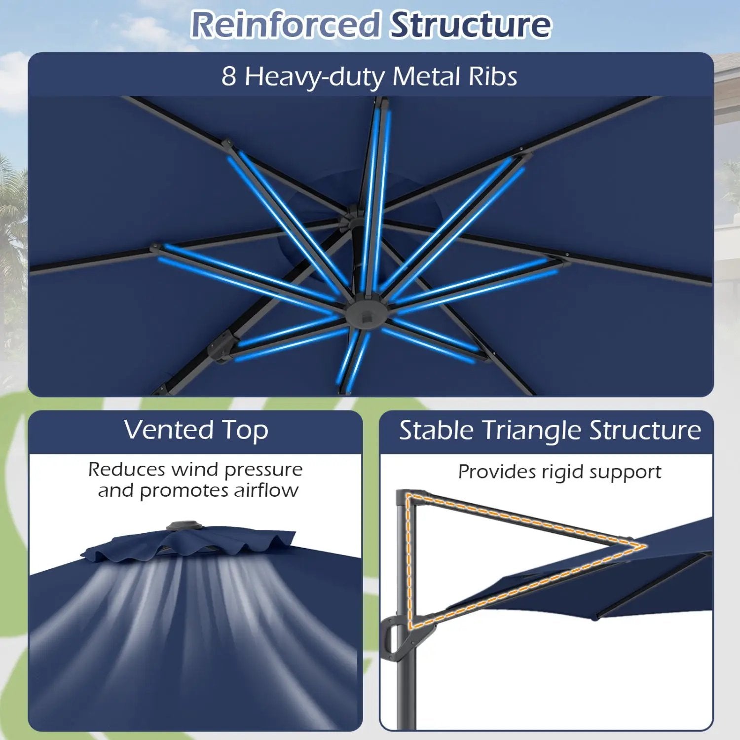 10 Feet Patio Cantilever Umbrella with Easy Tilt Adjustment by DirectDeals