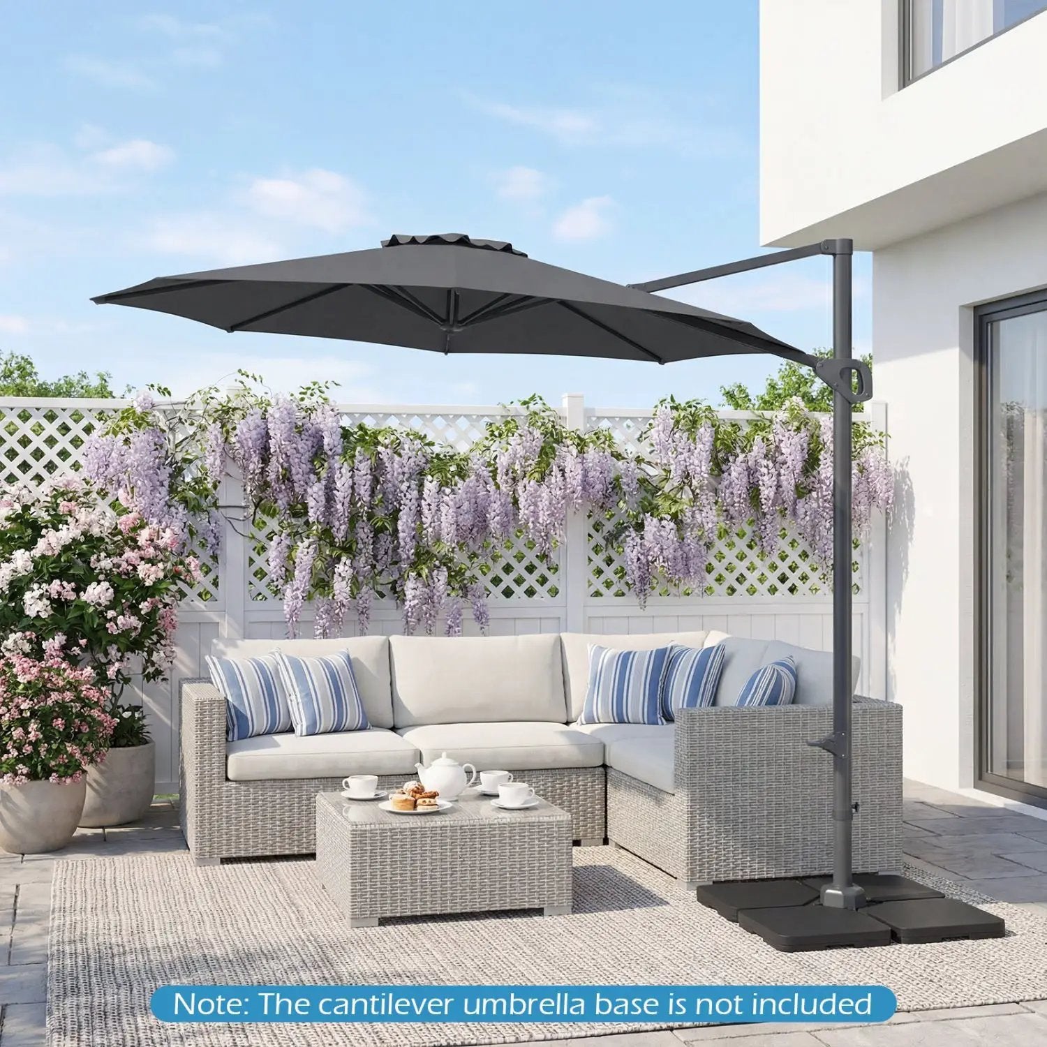 10 Feet Patio Cantilever Umbrella with Easy Tilt Adjustment by DirectDeals