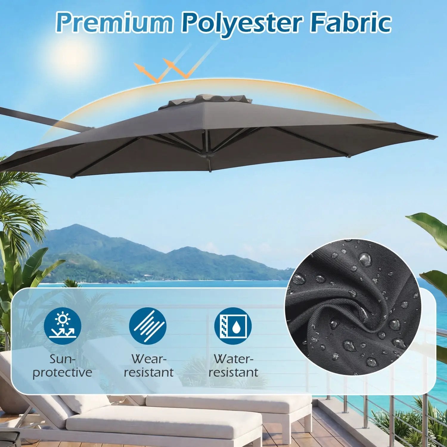 10 Feet Patio Cantilever Umbrella with Easy Tilt Adjustment by DirectDeals