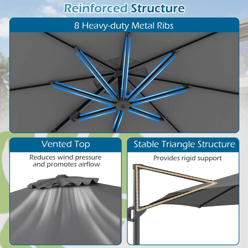 10 Feet Patio Cantilever Umbrella with Easy Tilt Adjustment by DirectDeals