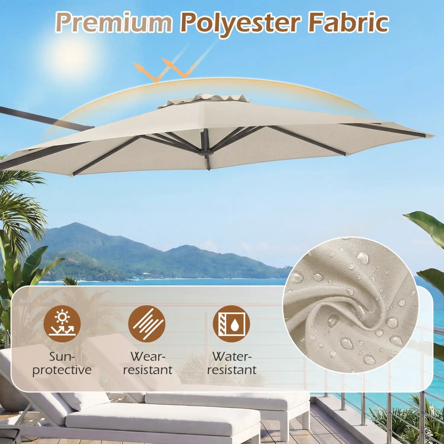 10 Feet Patio Cantilever Umbrella with Easy Tilt Adjustment by DirectDeals