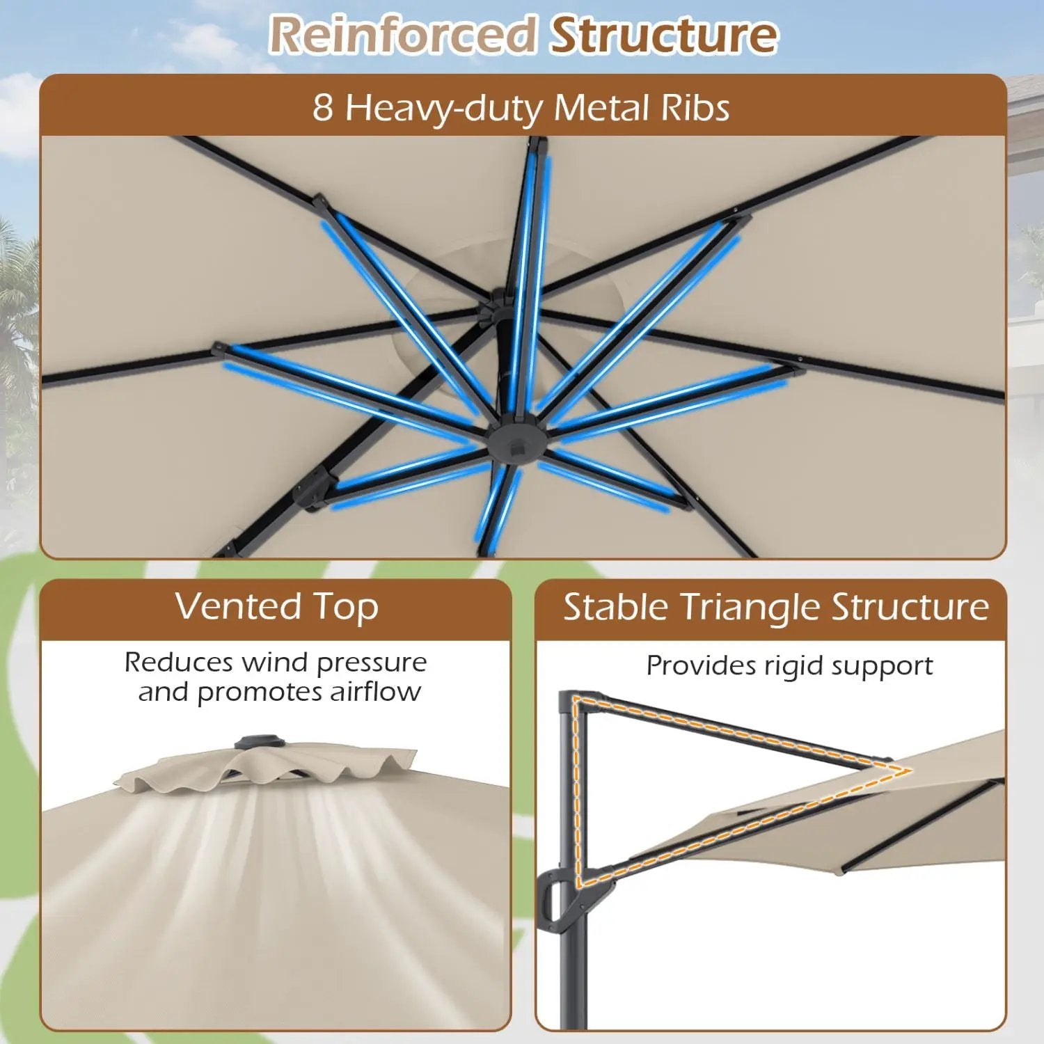 10 Feet Patio Cantilever Umbrella with Easy Tilt Adjustment by DirectDeals