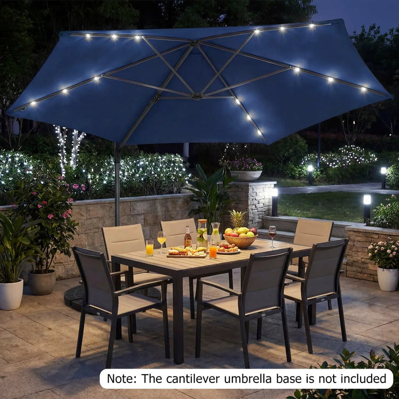 10 Feet Patio Cantilever Umbrella with Solar LED Lights by DirectDeals