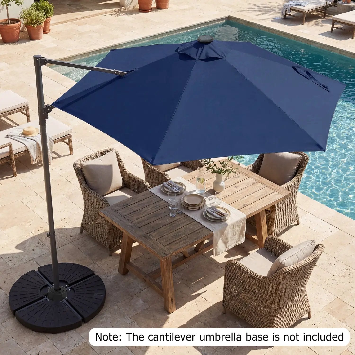 10 Feet Patio Cantilever Umbrella with Solar LED Lights by DirectDeals