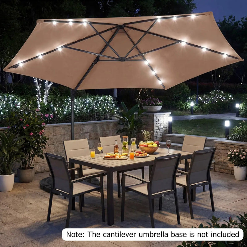 10 Feet Patio Cantilever Umbrella with Solar LED Lights by DirectDeals