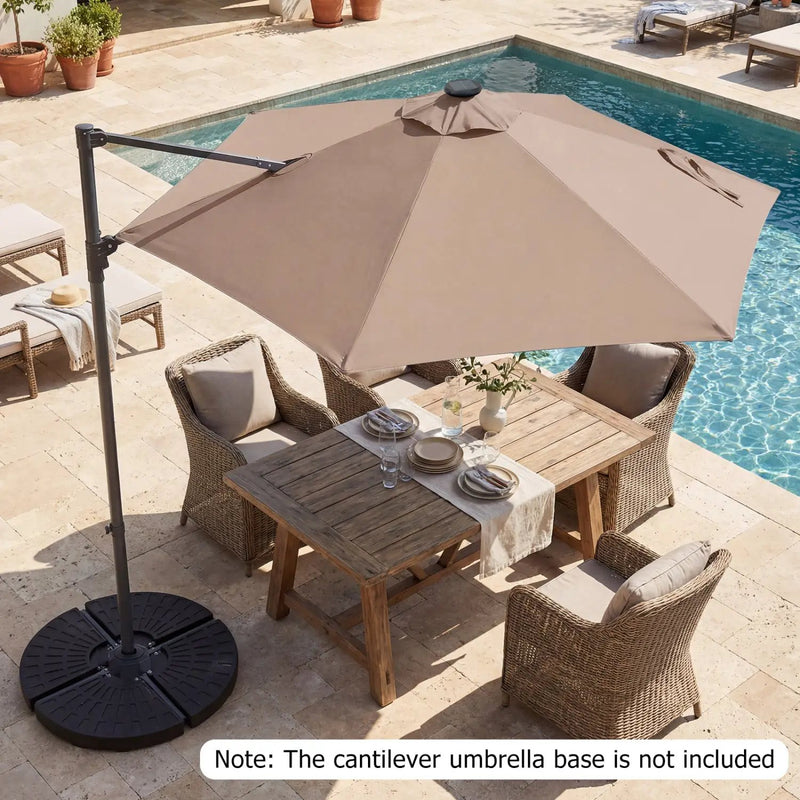 10 Feet Patio Cantilever Umbrella with Solar LED Lights by DirectDeals