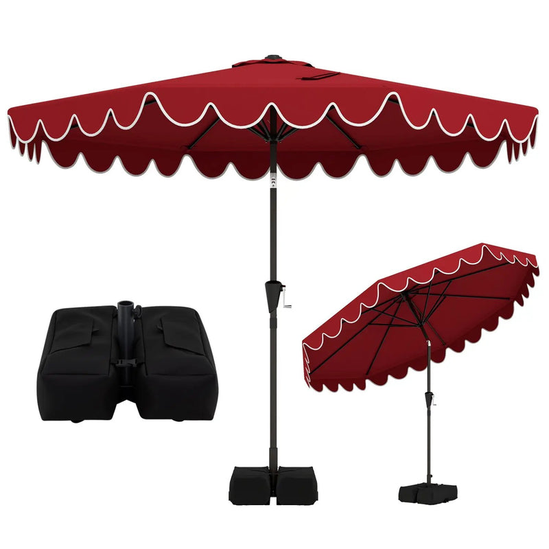 10 Feet Patio Umbrella with Weighted Base and Sandbags by DirectDeals