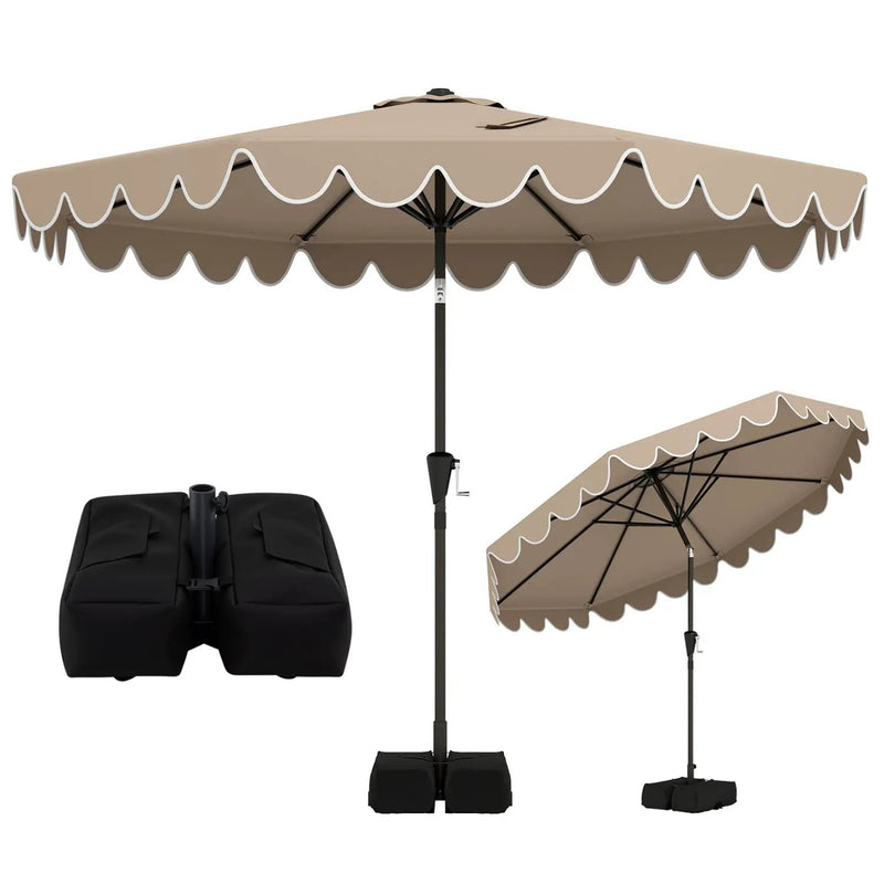 10 Feet Patio Umbrella with Weighted Base and Sandbags by DirectDeals